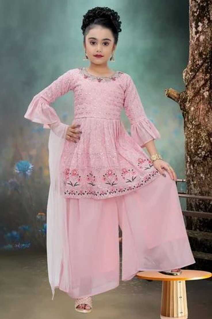 Georgette Solid Kids Stylish Palazzo Suits, Anarkali at Rs 1375 ...