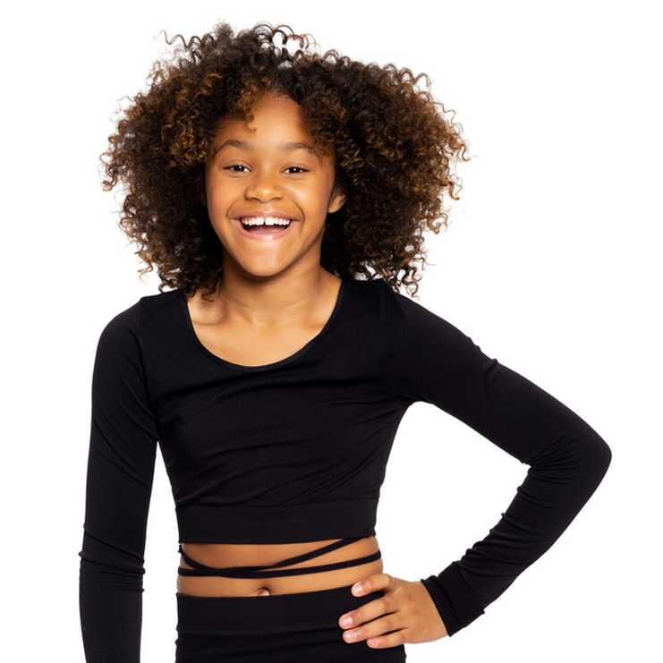 Girl&#39;s (8-14) Long Sleeve Crop Tie Around Top – Malibu Sugar