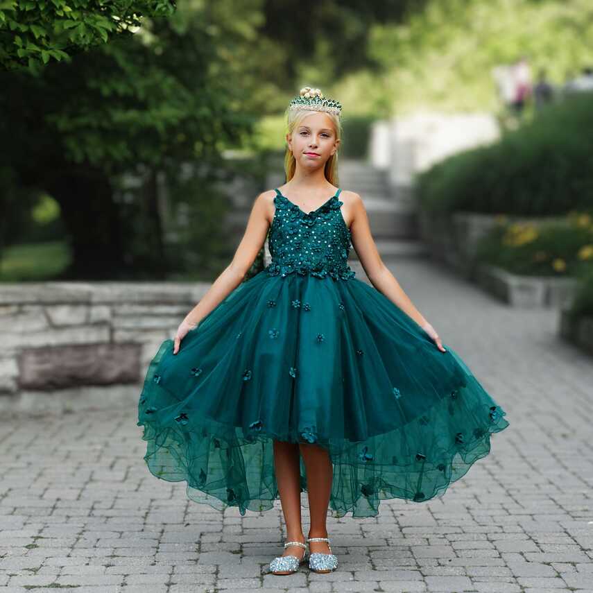 Girl&#39;s Emerald Green Beaded Dress | Flower Girl Dress | Browse ...