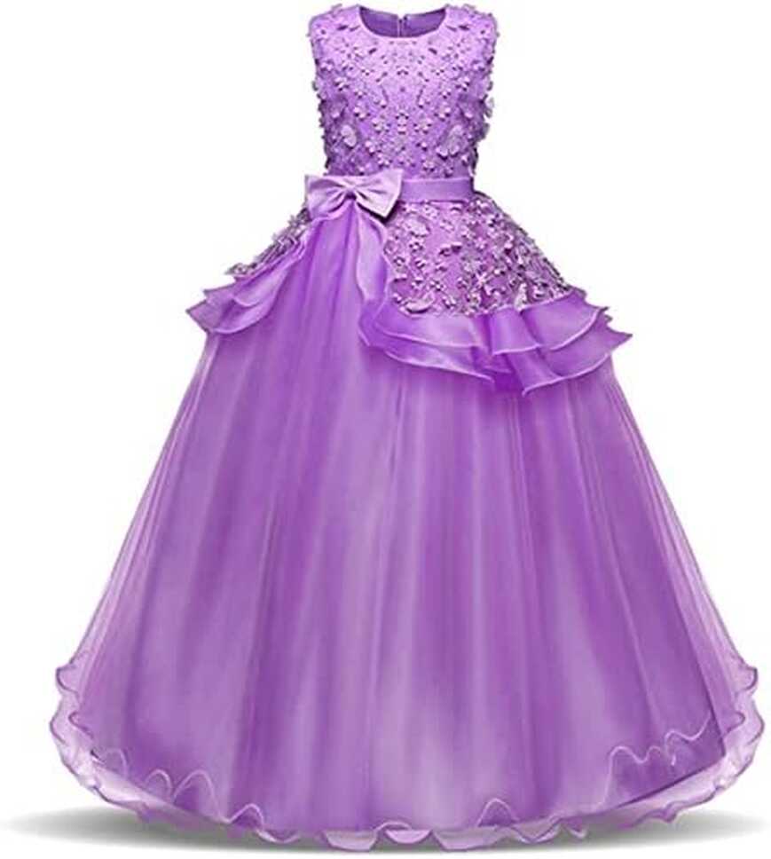 Girl&#39;s Flower Embroidery Princess Dresses Kids Prom Pageant Ball ...