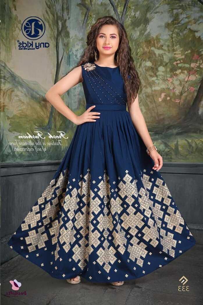 Girl&#39;s Jorba Silk Blue Gown Dress, Design G333 # 371