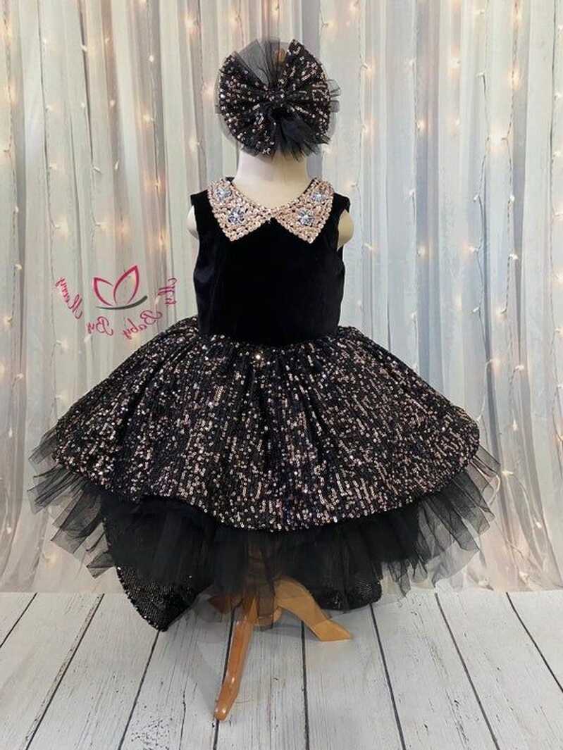 Girl Black Party Dress Flower Girl Dress 1st Birthday Dress - Etsy