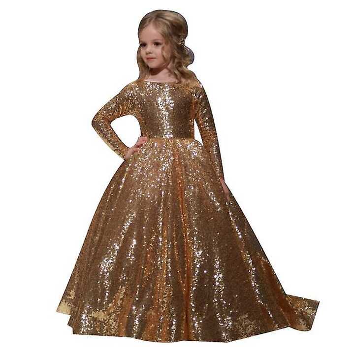 Girl Dress Sequined Pageant Ball Gown Kids Christmas Party Dresses ...