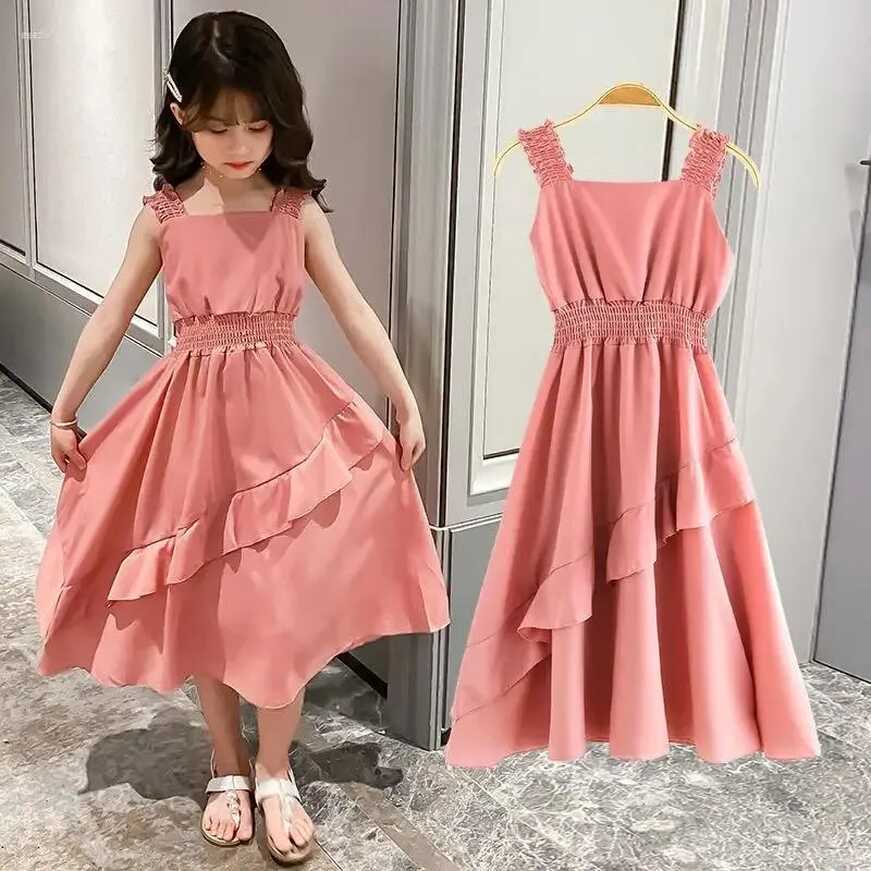 Girl Dresses 2024 Spring Summer Kids Girls Flounce Chiffon Fold ...