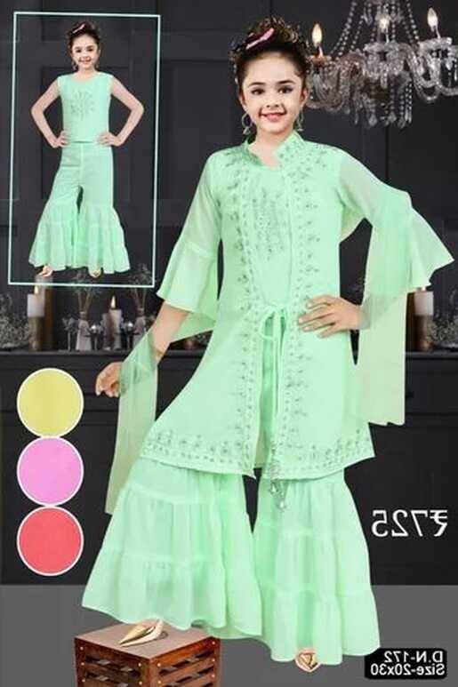 Girl Light Green Kids Embroidered Sharara Set, 14 Years at Rs 725 ...