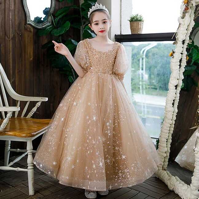 Girl Wedding Party Dress Elegant Luxury Sequined Princess Dress ...