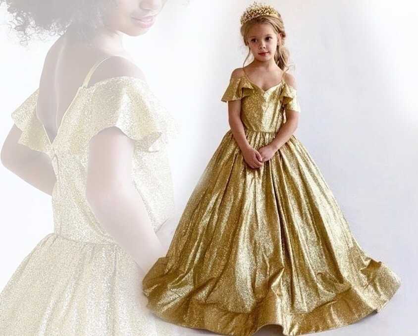 Girls&#39; Elegant Gold Sequin Dress Luxury Toddler Sparkle Party ...