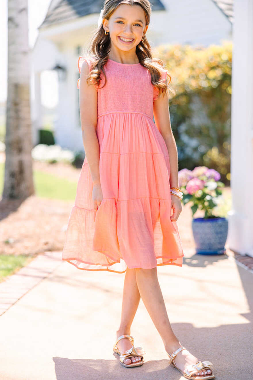 Girls: New Experiences Coral Orange Midi Dress – Shop the Mint