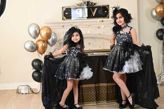 Girls Black Party Dress With Detachable Train, Black Flower Girl ...