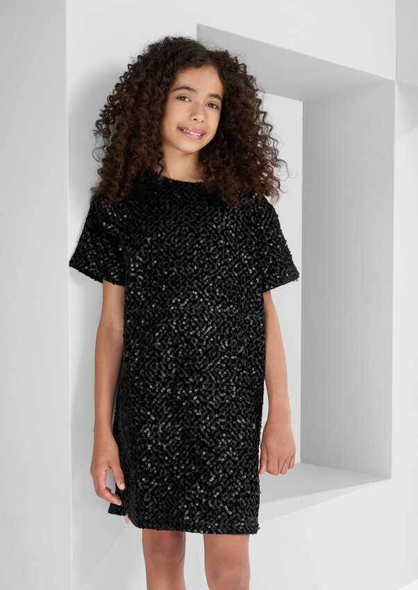 Girls Black Sequin Dress | Angel &amp; Rocket