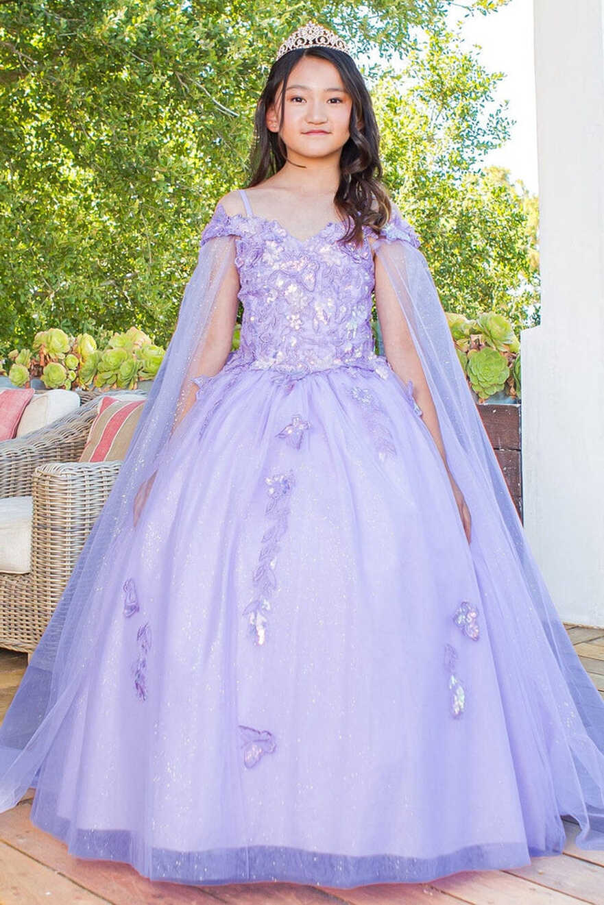 Girls Butterfly Cape Sleeve Gown by Cinderella Couture 8075 ...