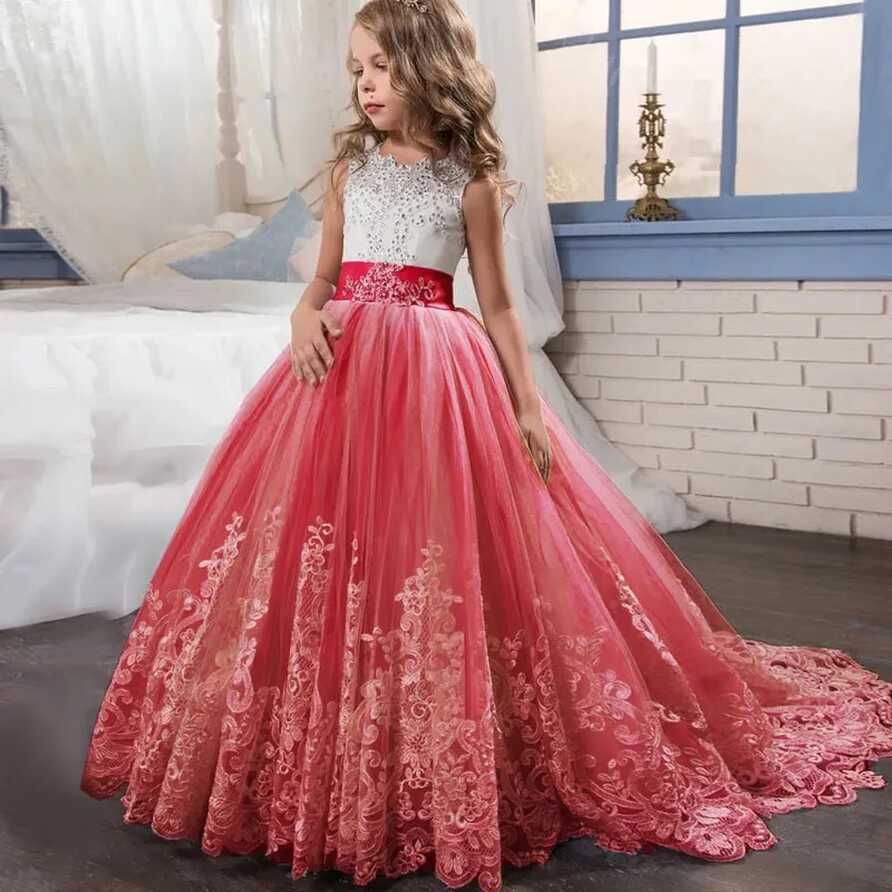 Girls Elegant Princess Dress 4 TO14 Years Girls Wedding Dresses ...