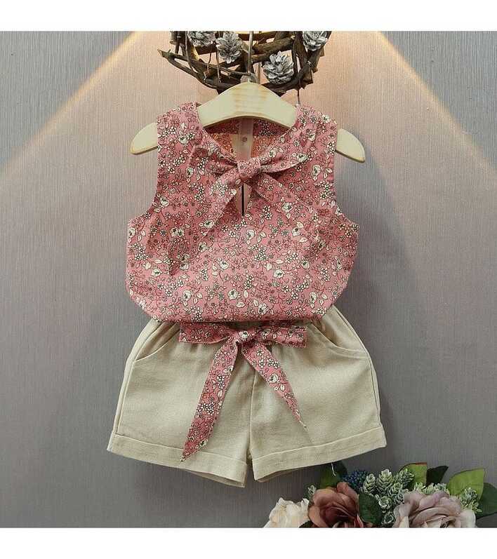 Girls Fashion Floral Sleeveless Tops And Shorts Set - 4238LX3310 ...