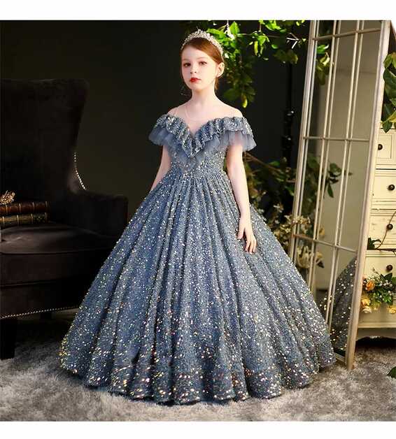 Girls First Communion Dress Girl Wedding Sequins Dresses for Kids ...