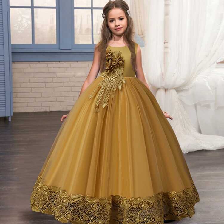 Girls Formal Wedding Flowe Bridesmaid Dress Kids Princess Party ...