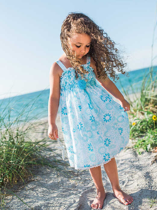 Girls Hand Smocked Summer Beach Dress