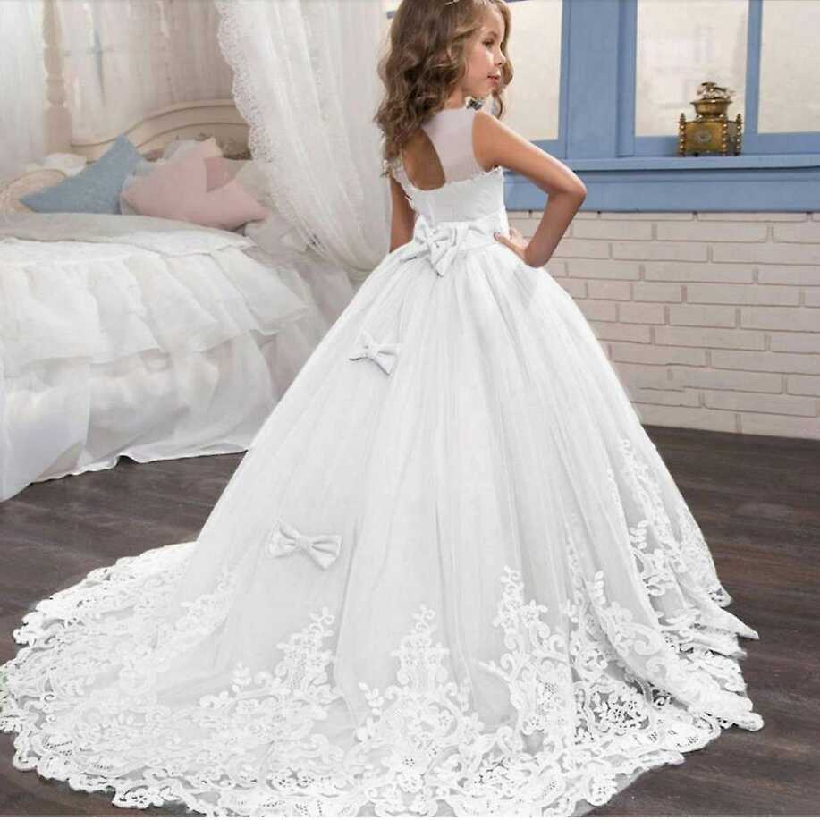 Girls Lace Long Prom Gowns Bridesmaid Kids Dresses For Girls Teens ...