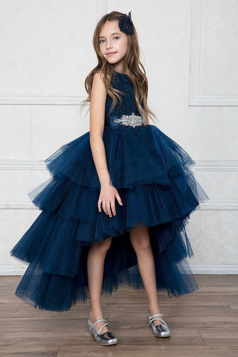 Girls Layered High Low Dress with Lace Bodice by Calla D825 – ABC ...