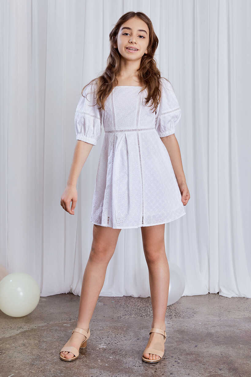 Girls Posie Mini Dress In Ivory | Bardot Junior