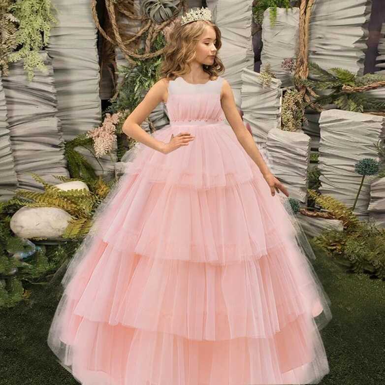 Girls Princess Dresses For Kids Tutu Lace Flower Bow Ball Gown ...