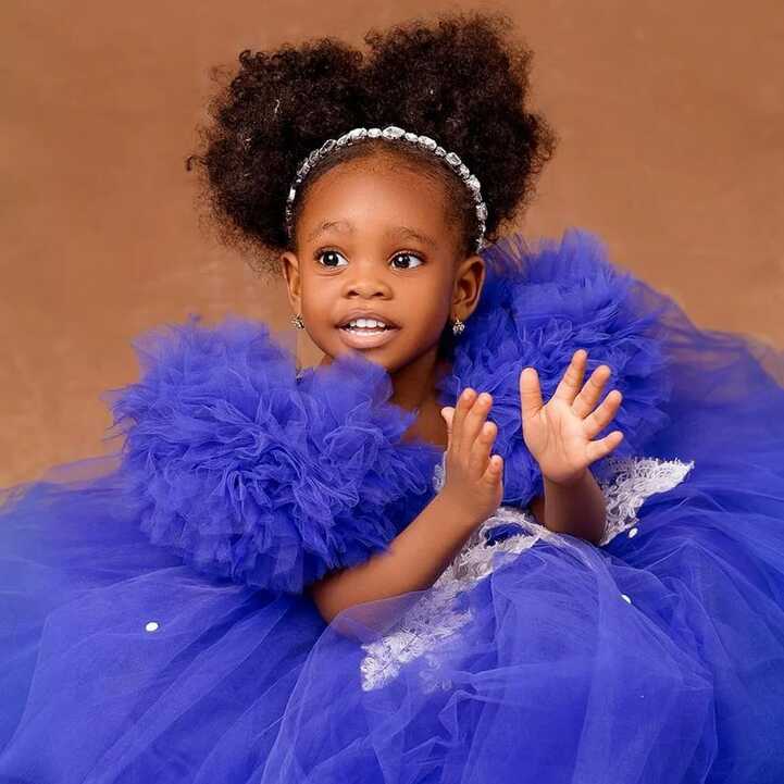 Girls Royal Blue Flower Girl Dresses: Short Sleeves Tulle Ball ...