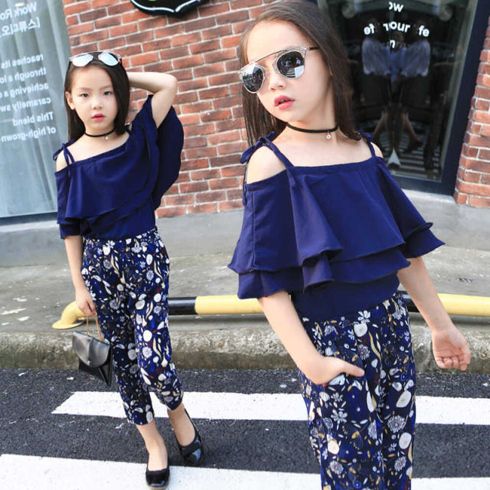 Girls Sets Clothes Kids Fashion Tops Floral Pants Two Piece Set ...