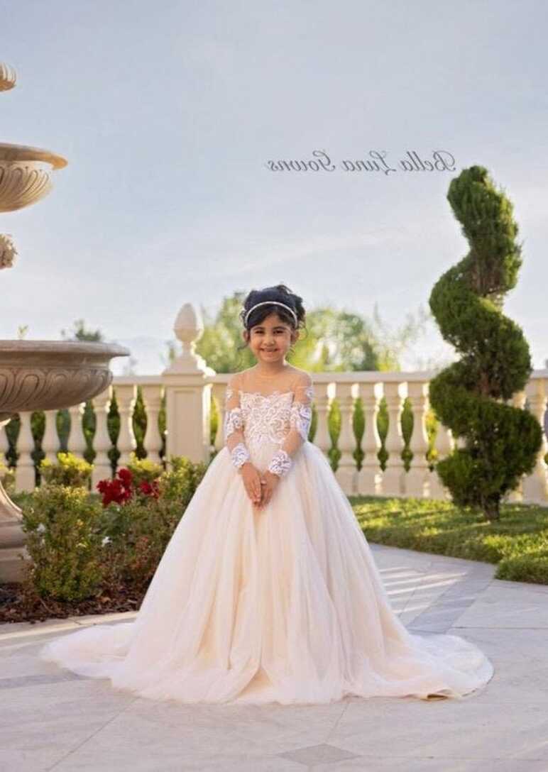 Girls Size 7 Flower Girl Dress Champagne Princess Birthday Dress ...