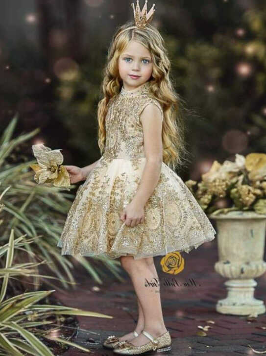 Girls Special Occasion Dress | Gold Embroidered Special Occasion ...