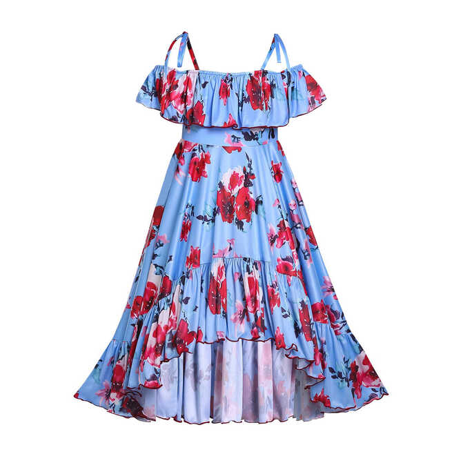 Girls Summer Casual Dress One Shoulder Flower Dresses Hi-Low 3 4 5 ...