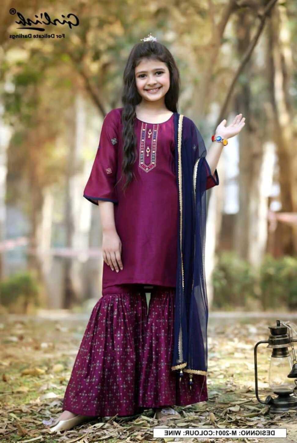 Girls Traditional Plazo Set Purple – Pintoo Garments