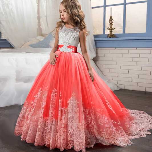 Girls fashion Princess Party Gown Girls Wedding Prom Kids ...