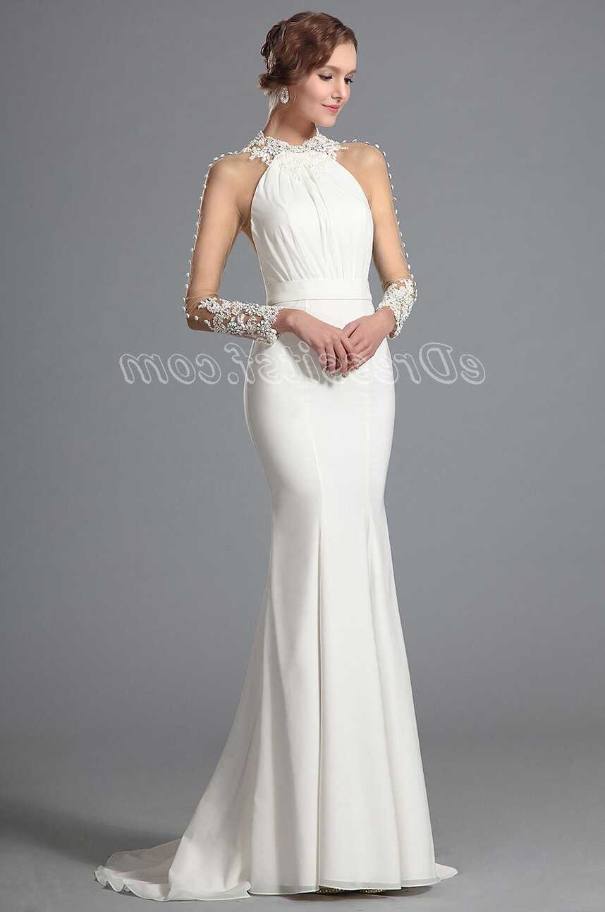 Glamorous White Trumpet Long Sleeves Evening Dress Wedding Gown