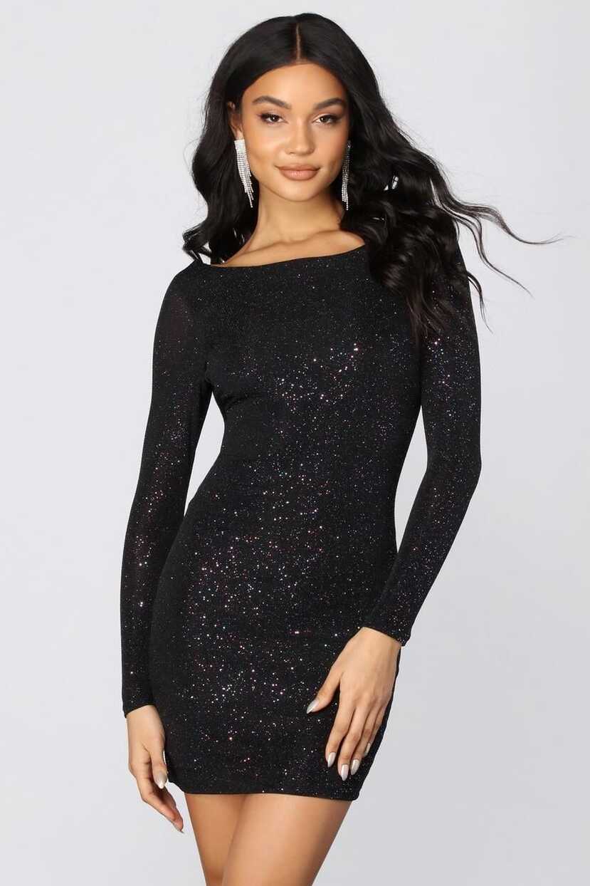 Glitter Cutie Long Sleeve Mini Dress