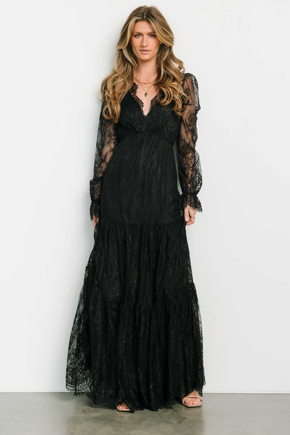 Gloria Lace Maxi Dress | Black | Baltic Born