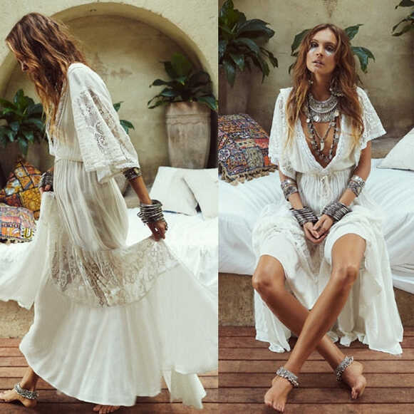 Godess White Lace Flowy Dress. Love that Boho | Love that Boho