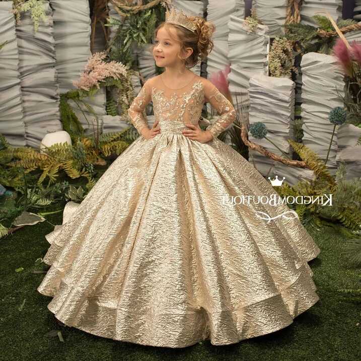 Gold Ball Gown Flower Girl Dress for Special Occasion Kids ...