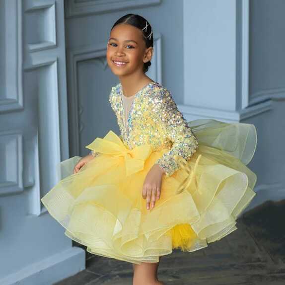 Gold Dresses For Children Luxurious Party Dress For Girls Elegant ...