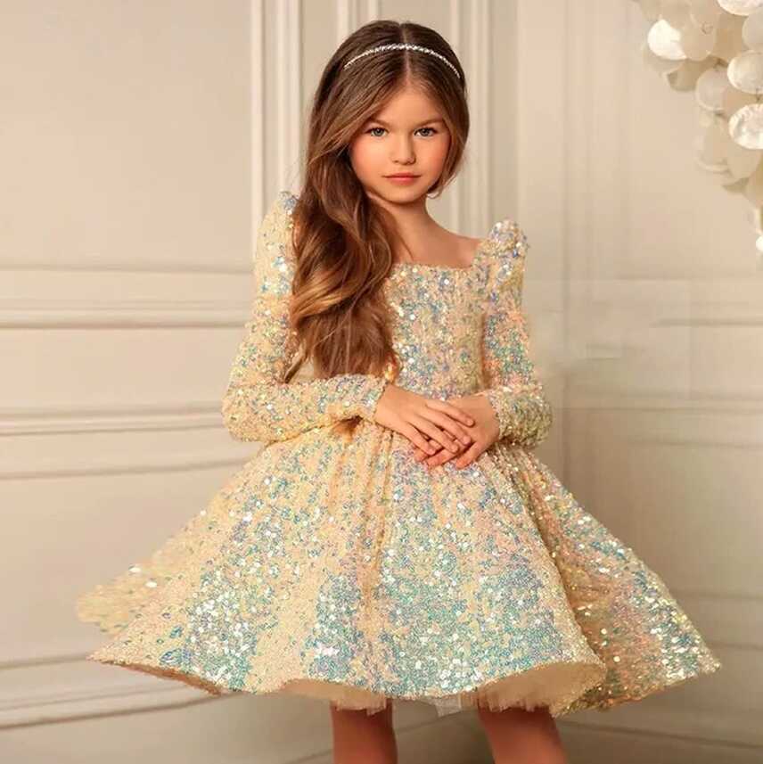 Gold Elegant Dresses For Girls 1T-14T Baby Lush Princess Girl ...