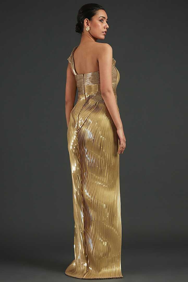 Gold Metallic Dress Design by Amit Aggarwal at Pernia&#39;s Pop Up ...