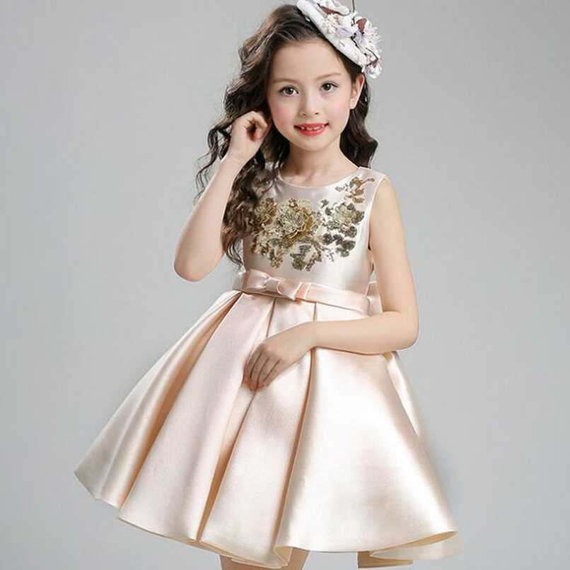 Gold Sequin Crème Royal Kids Party Dress