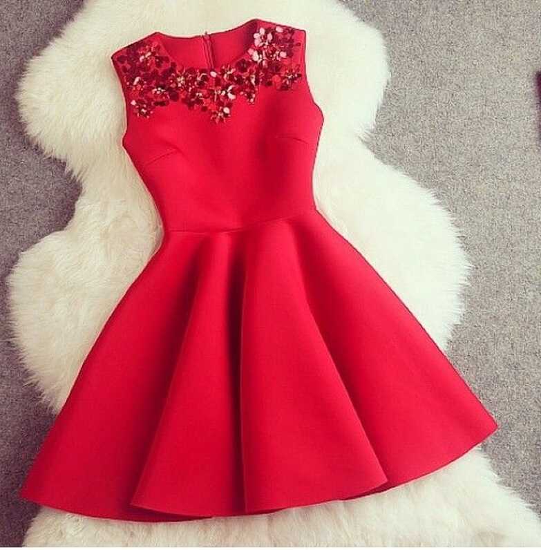 Gorgeous A Line Red Short Dress With Sequins, Red Dresses ...