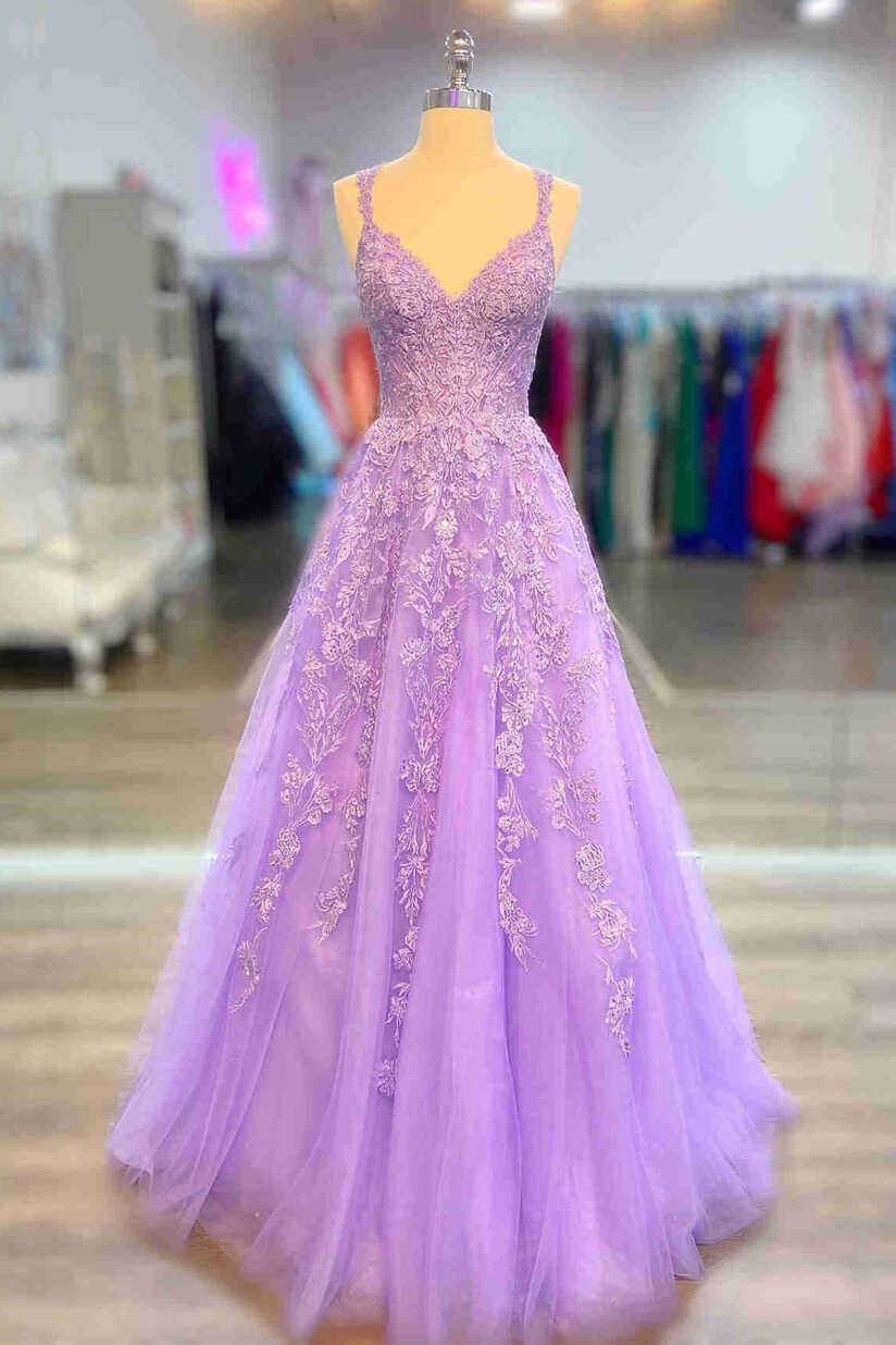 Gorgeous Lavender A-Line Long Formal Dress with Appliques ...