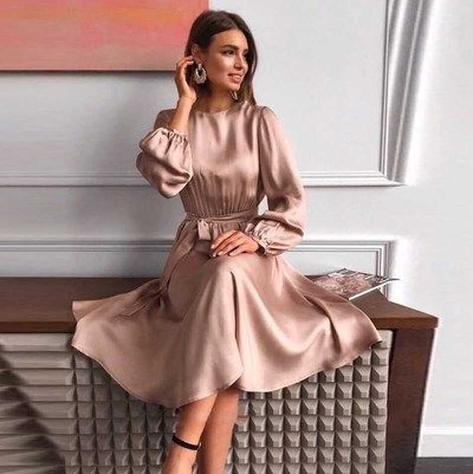 Gorgeous Satin Long Sleeve Elegant Party Dress from KoKo Fashion ...