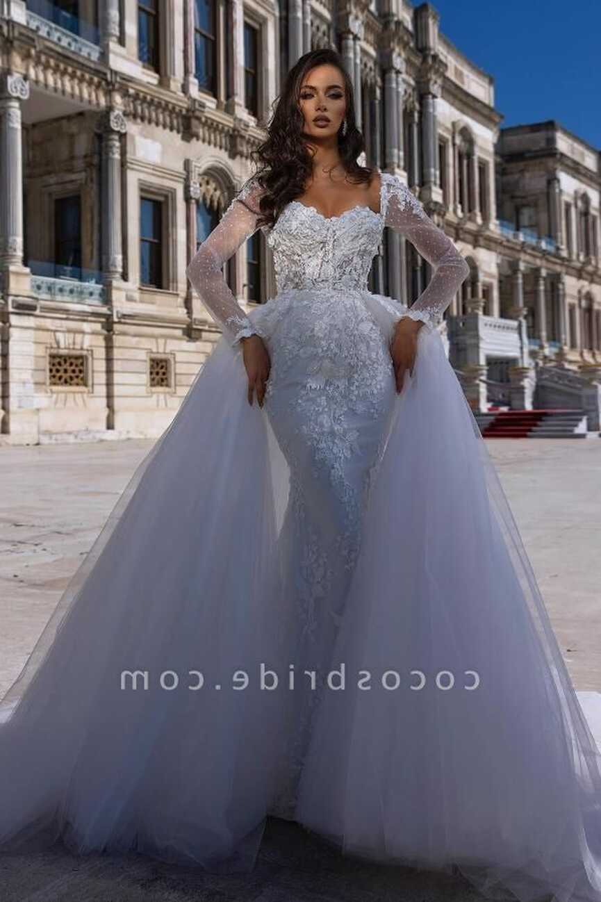 Gorgeous Sweetheart Long Sleeve Lace Mermaid Wedding Dress With ...