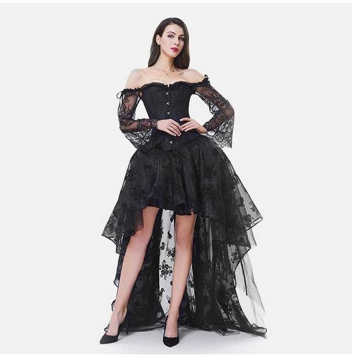 Gothic Off Shoulder Asymmetrical Lace Party Dress | Kurzes ...