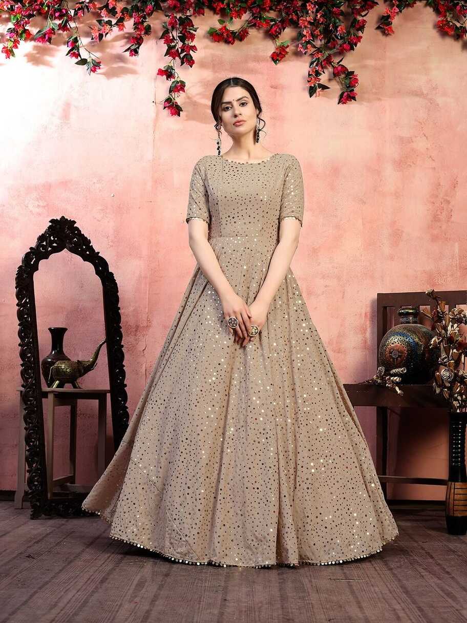 Gown Beige Color Pakistani Indian Wedding Party Wear Dress ...