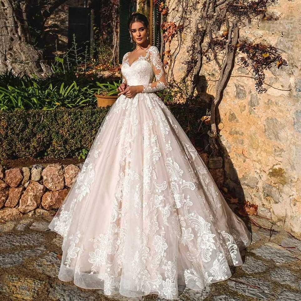 Greece Romantik Aplike Tül Plaj Gelinlik - Uzun Kollu, | Ubuy