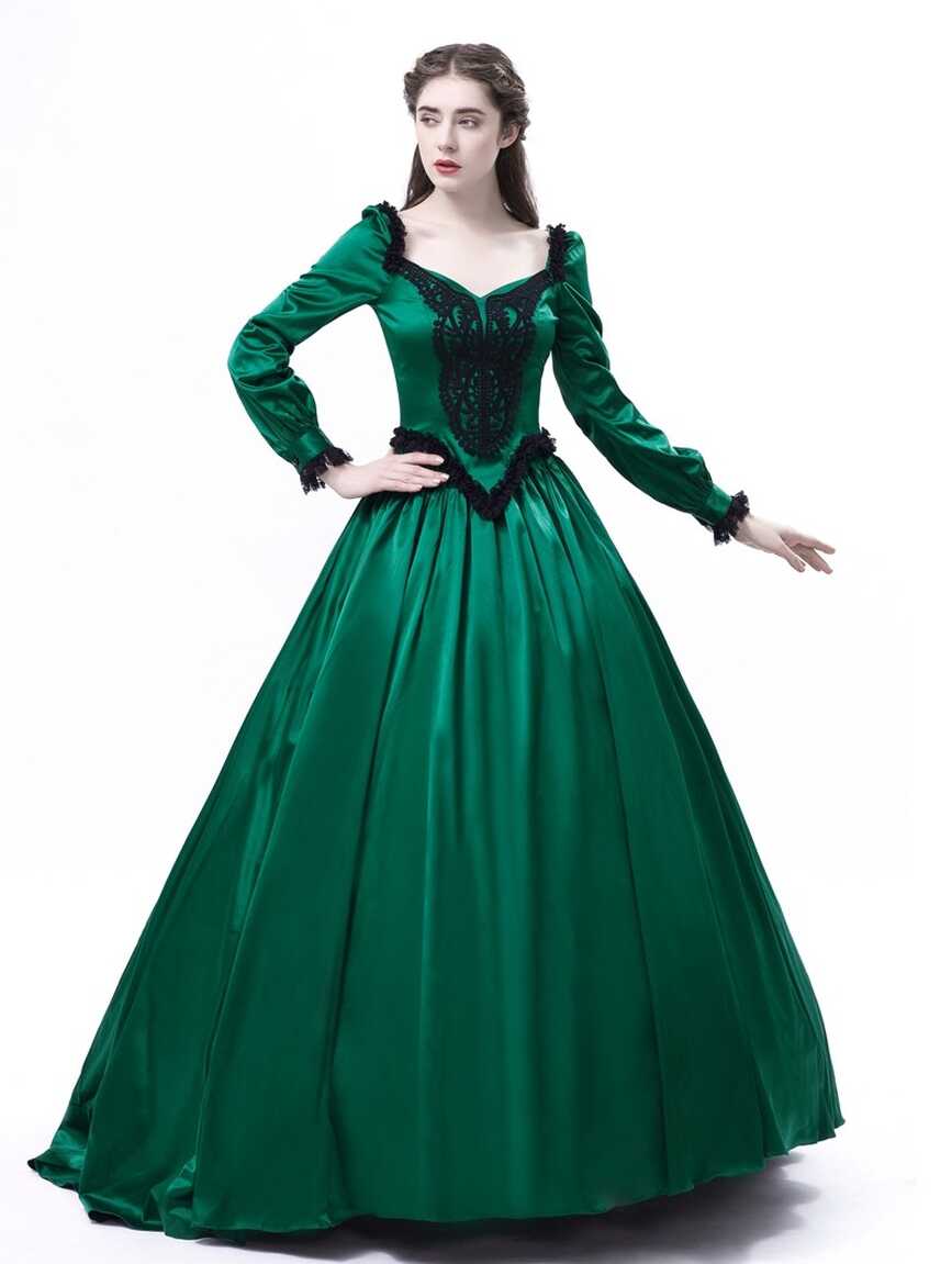 Green Ball Princess Victorian Masquerade Dress D3005 - D-RoseBlooming