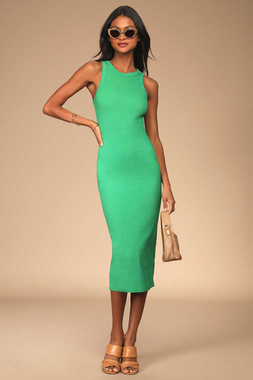 Green Bodycon Dress - Bodycon Midi Dress - Sleeveless Bodycon - Lulus