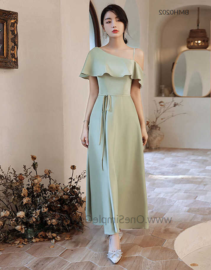 Green Color 4 Designs Bridesmaid Satin Dress Evening Dress ...